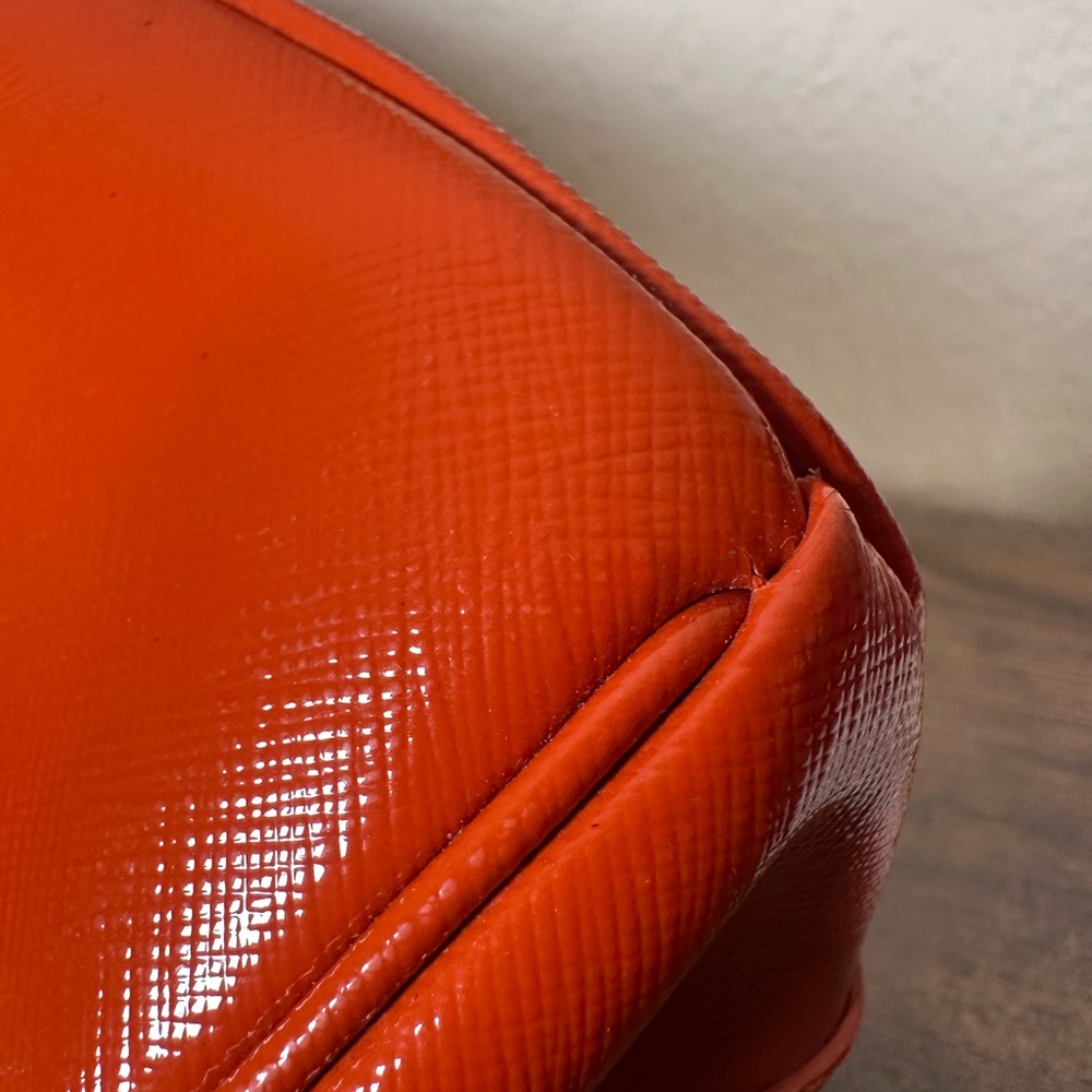 Prada Orange Saffiano Leather Satchel with Gold Hardware - Picture 11 of 15